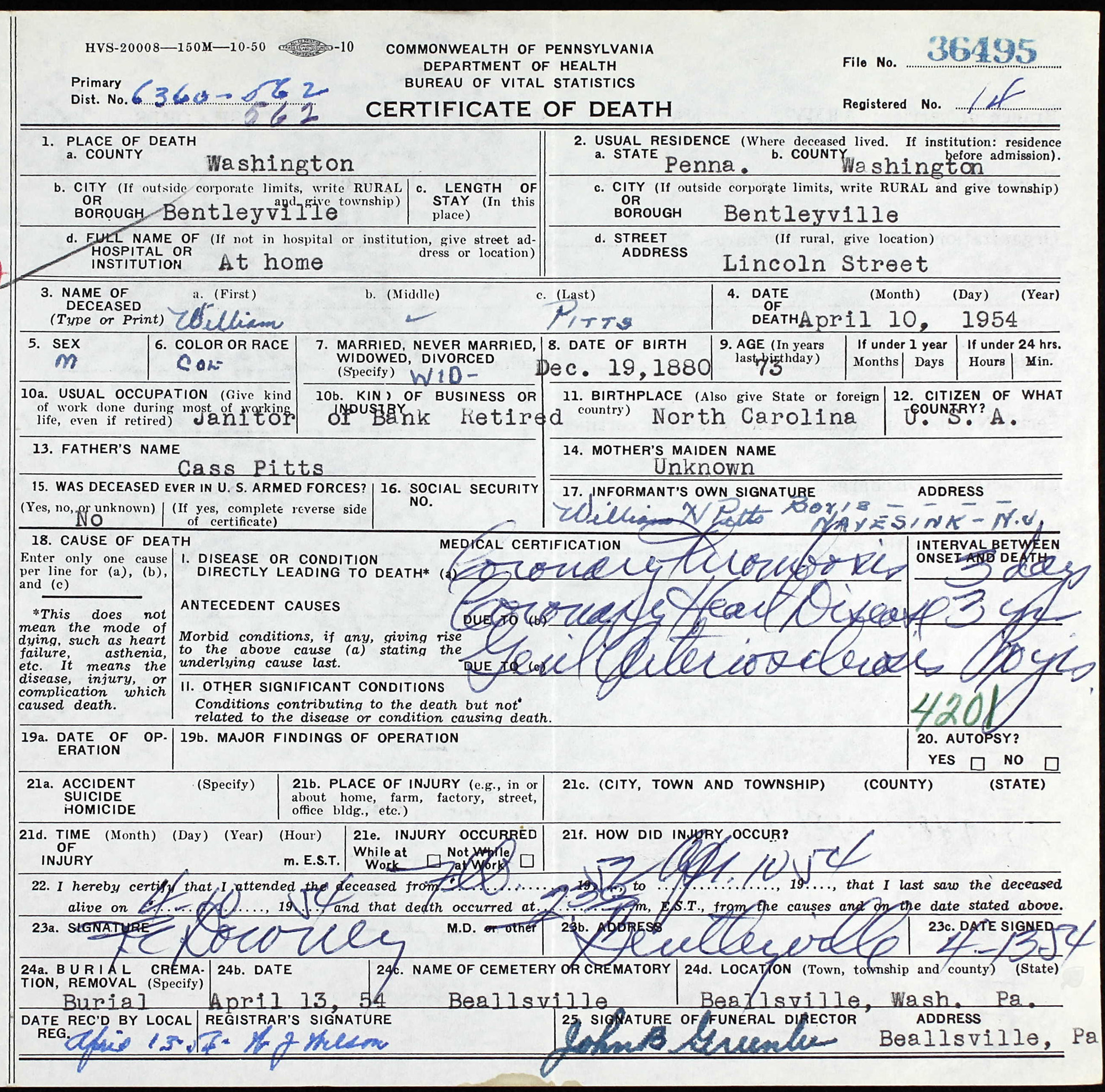 death certificate